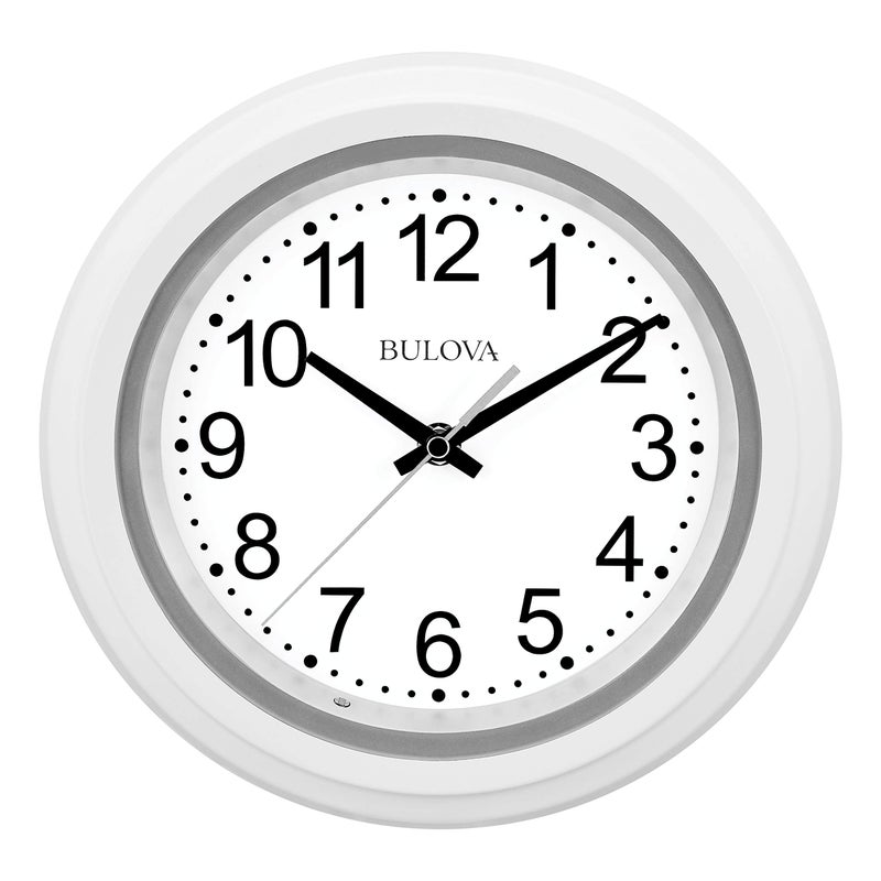 Bulova C4865 Night Vision Lighted Dial Wall Clock, 10", White - Image 1